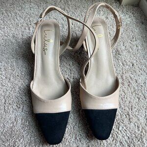 Lulus Nude & Black Block Heel - Size 8.5 | 2.75 in block heel